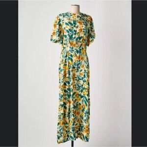 NWT Atelier Reve Floral Maxi Dress Size 40 Short Sleeve Prairie Cottagecore